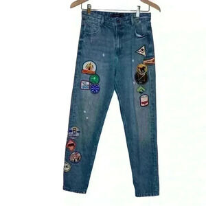 Zara Embroidered Jeans Patchwork